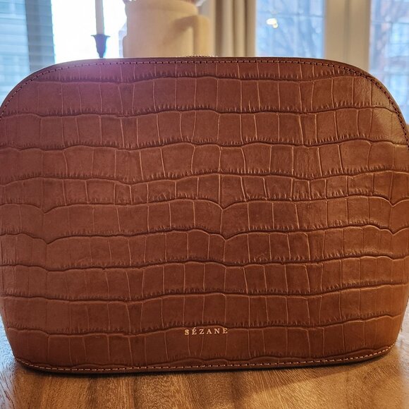 Sezane Victor Chocolate Crocodile Crossbody - Picture 2 of 7